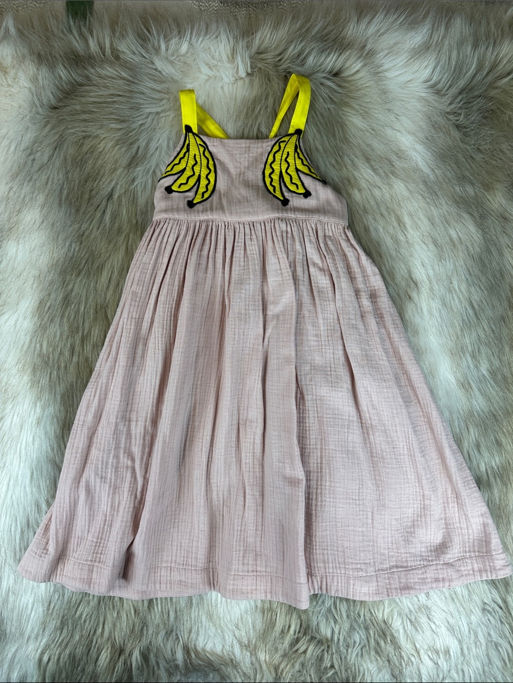 Stella McCartney Kids Banana Appliqué Pink Dress Size 6Y